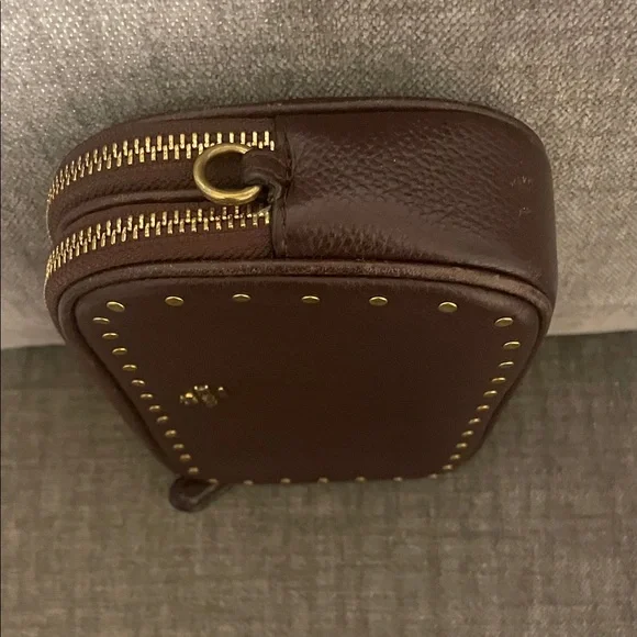 Coach Maple(dark brown) Sadie Pebbled Leather Crossbody with Gold Rivets - Picture 9 of 16